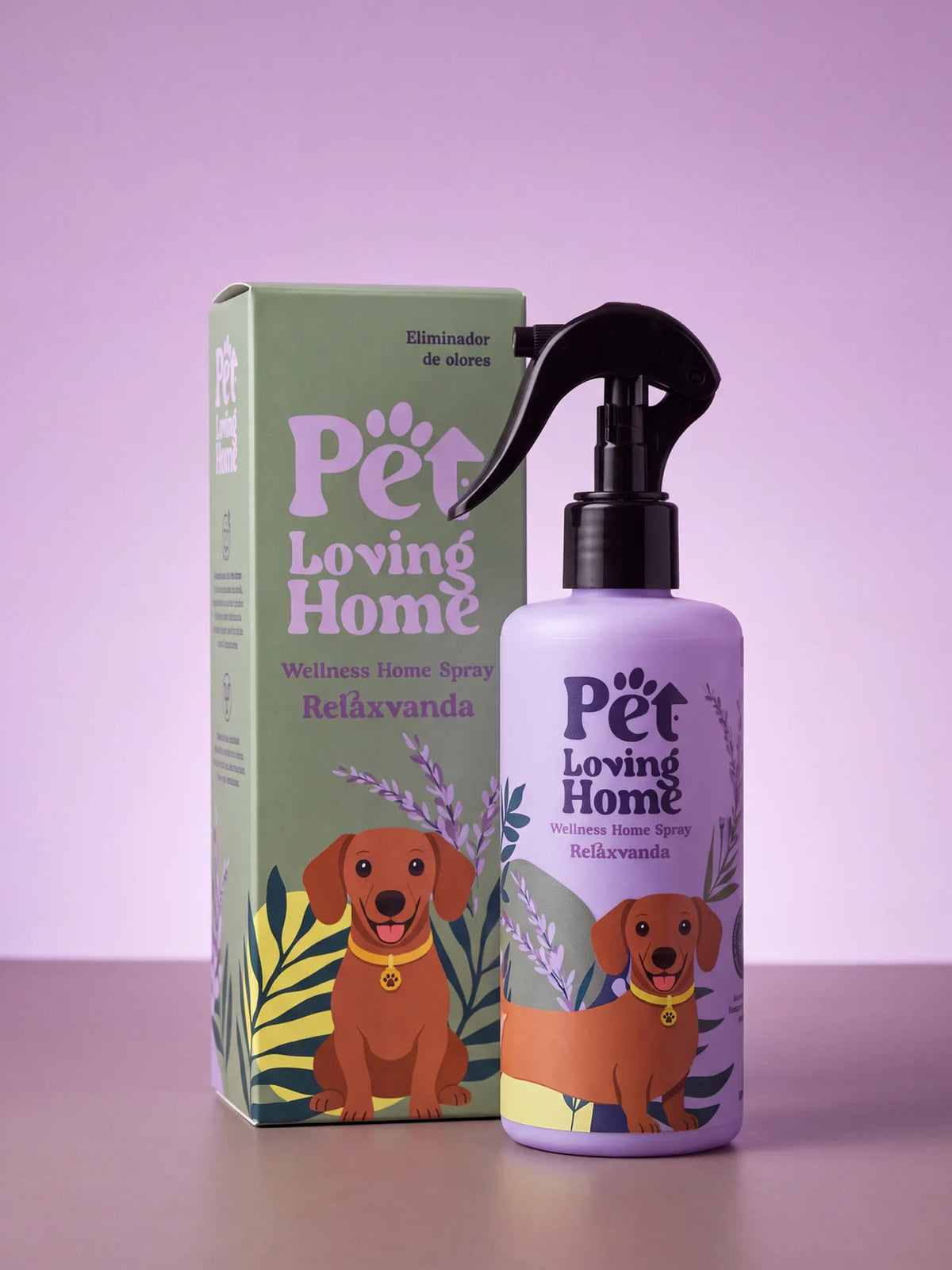 Spray Relaxvanda de Pet Loving Home con su caja original de lavanda